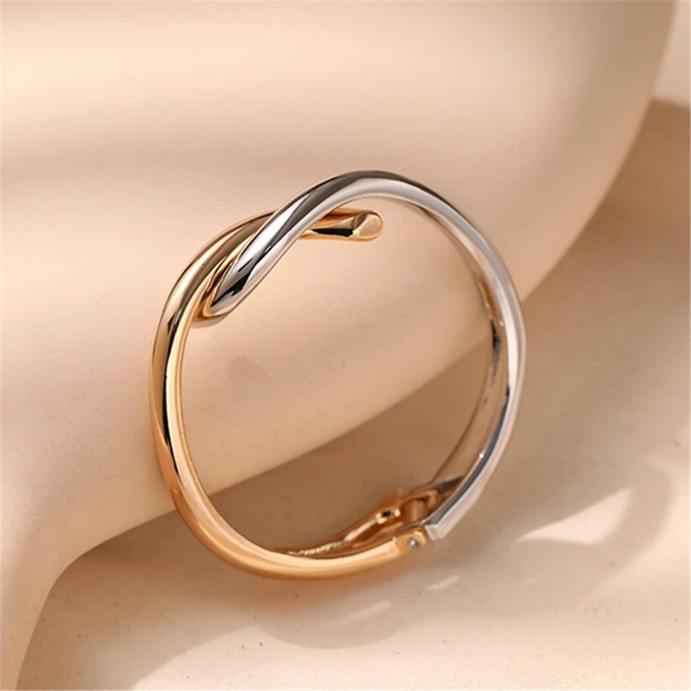 Geometric Irregularity Simple Metal Winding Design Open Bracelet for Women European Fashion Vintage Jewelry Accessories