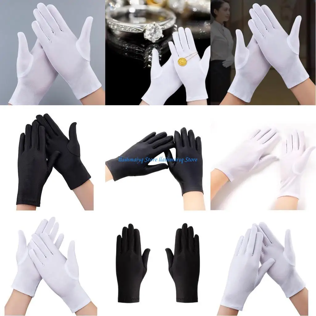 

573B 1pair Professional Jeweler Gloves Elastic Lining Men Women Breathable Mittens for Polices, Waiters,