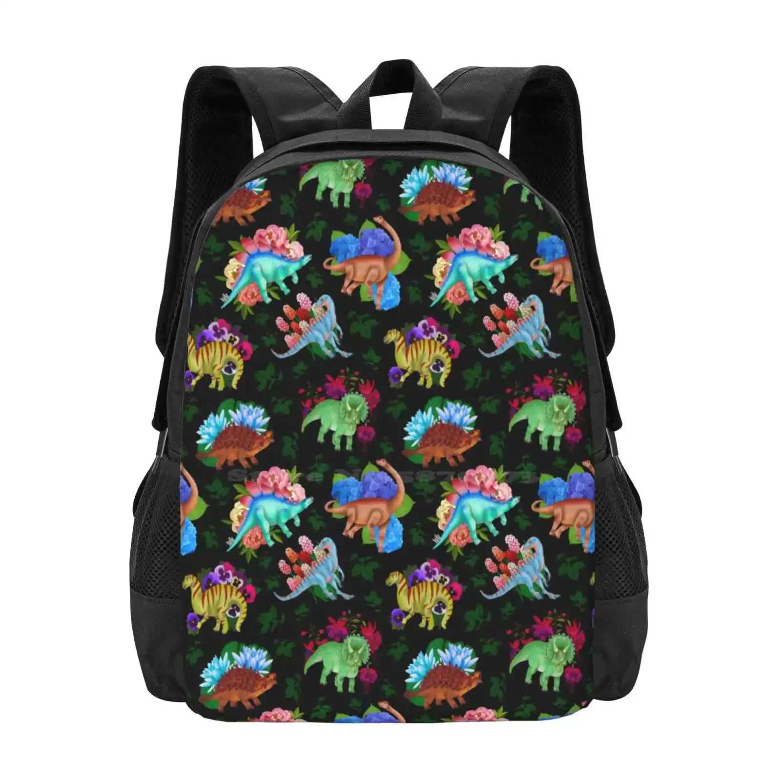 

Dinoflowers Hot Sale Schoolbag Backpack Fashion Bags Dinosaurs Paleontology Paleoart Flowers Cretaceous Diplodocus Stegosaur