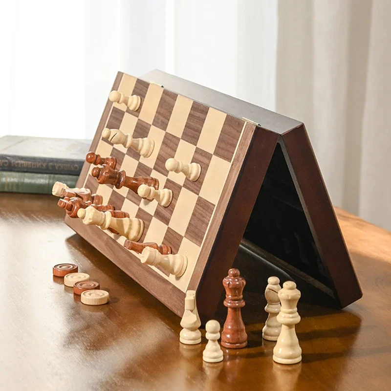 

Travel Board Games Luxury Classic Folding Wooden Chess Board Games Holder Kids Adults Indoor Juegos De Mesa Table Games Chess