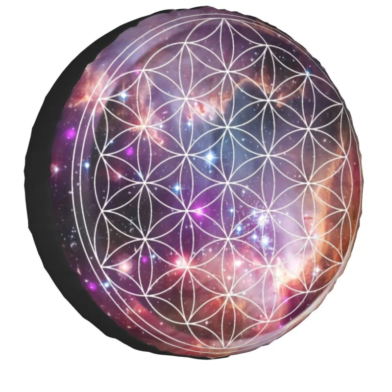 Flower Of Life Sacred Geometry Spare Tire Cover Bag Pouch for Jeep Hummer Galaxy Mandala Car Wheel Covers 14