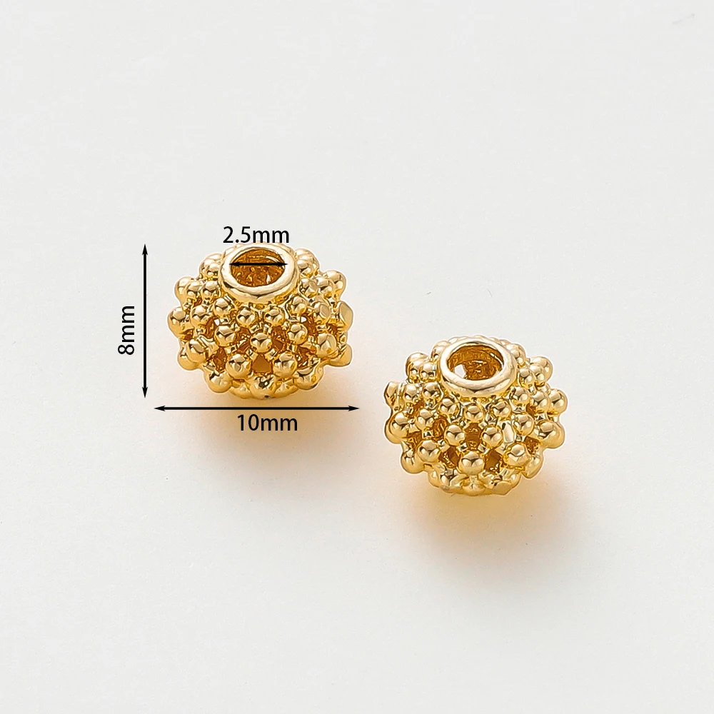 5 pz/lotto 8*10mm 14K 18K Color oro rotondo distanziatore perline collana decorare perline all\'ingrosso per gioielli fai da te che fanno accessori