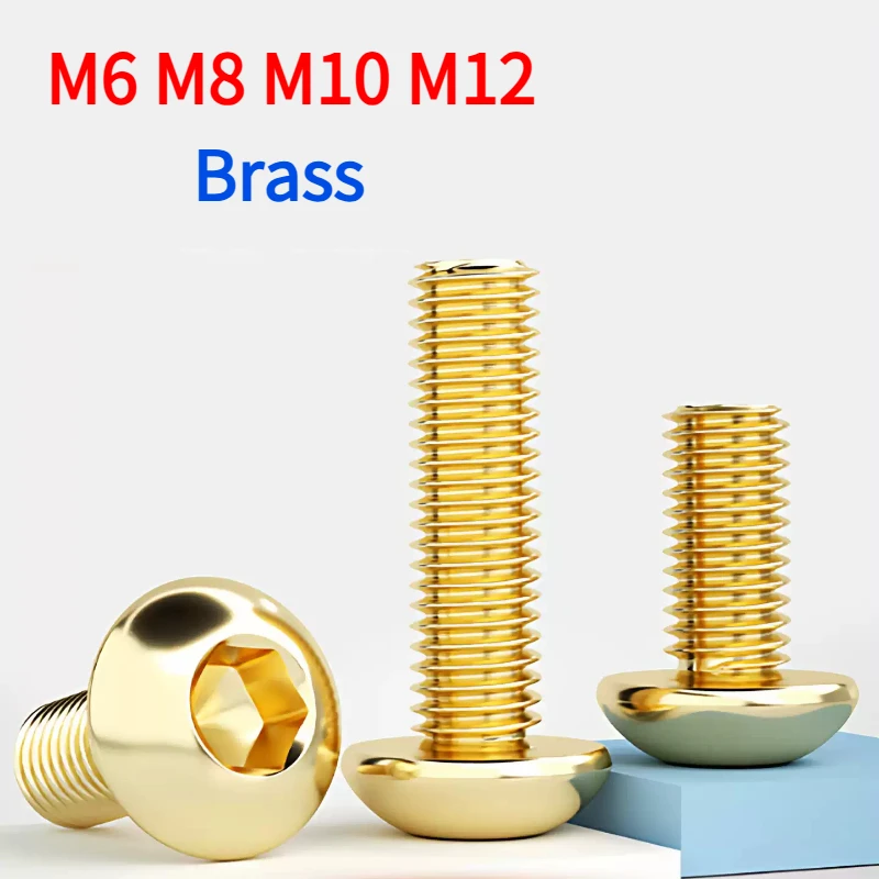 1~10 Stück M6 M8 M10 M12 Hochwertige Messing-Halbrundkopfschrauben mit Innensechskant und goldene Innensechskantschrauben