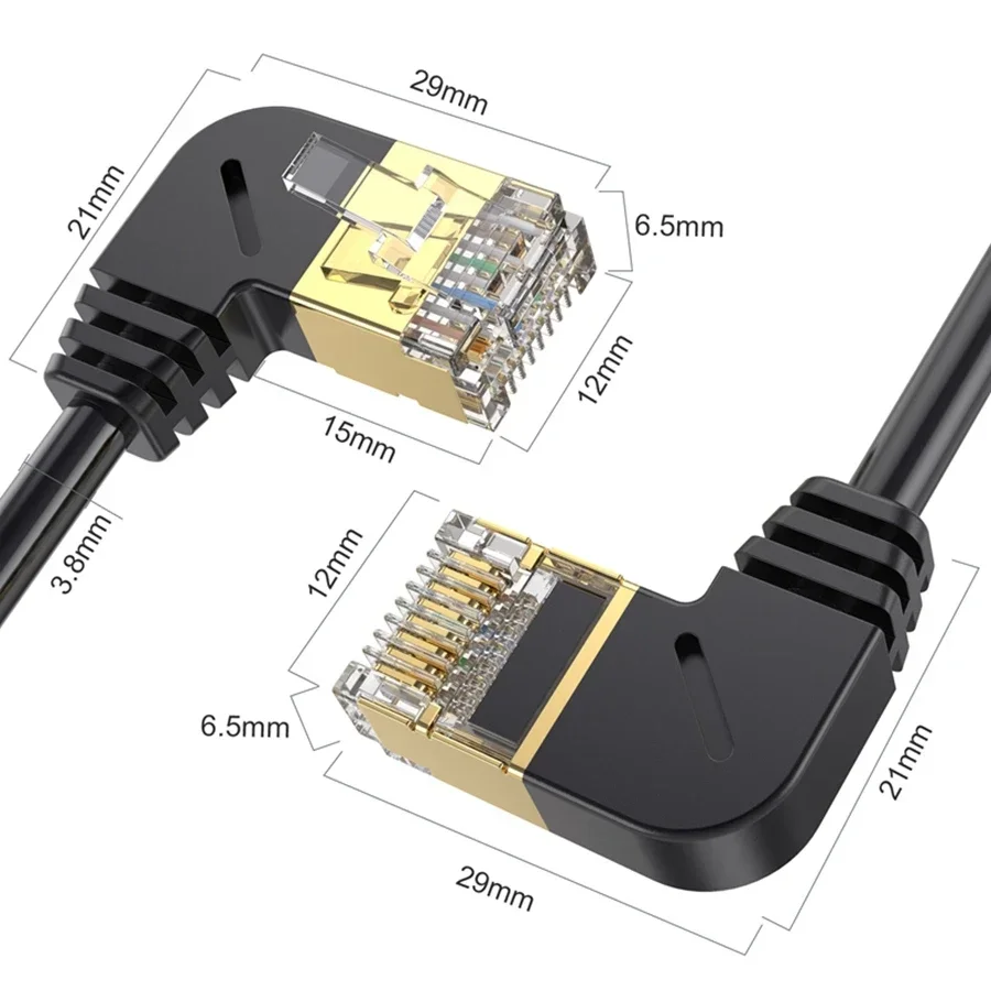 0.5M Cat8 Ethernet Cable Cord SFTP 40Gbps 2000MHz Cat 8 RJ45 Network Lan 90 Degree Left Right Angle Internet RJ 45 Cable