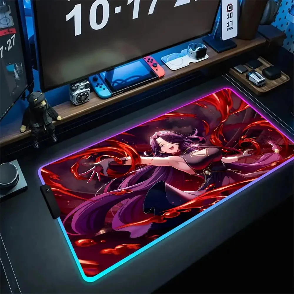 RGB Mouse Pad Gamer Large Mousepad Anime  XL Mouse Mat T_the E_eminence in S_shadow LED Rubber Keyboard Pads Luminous Desk Mat