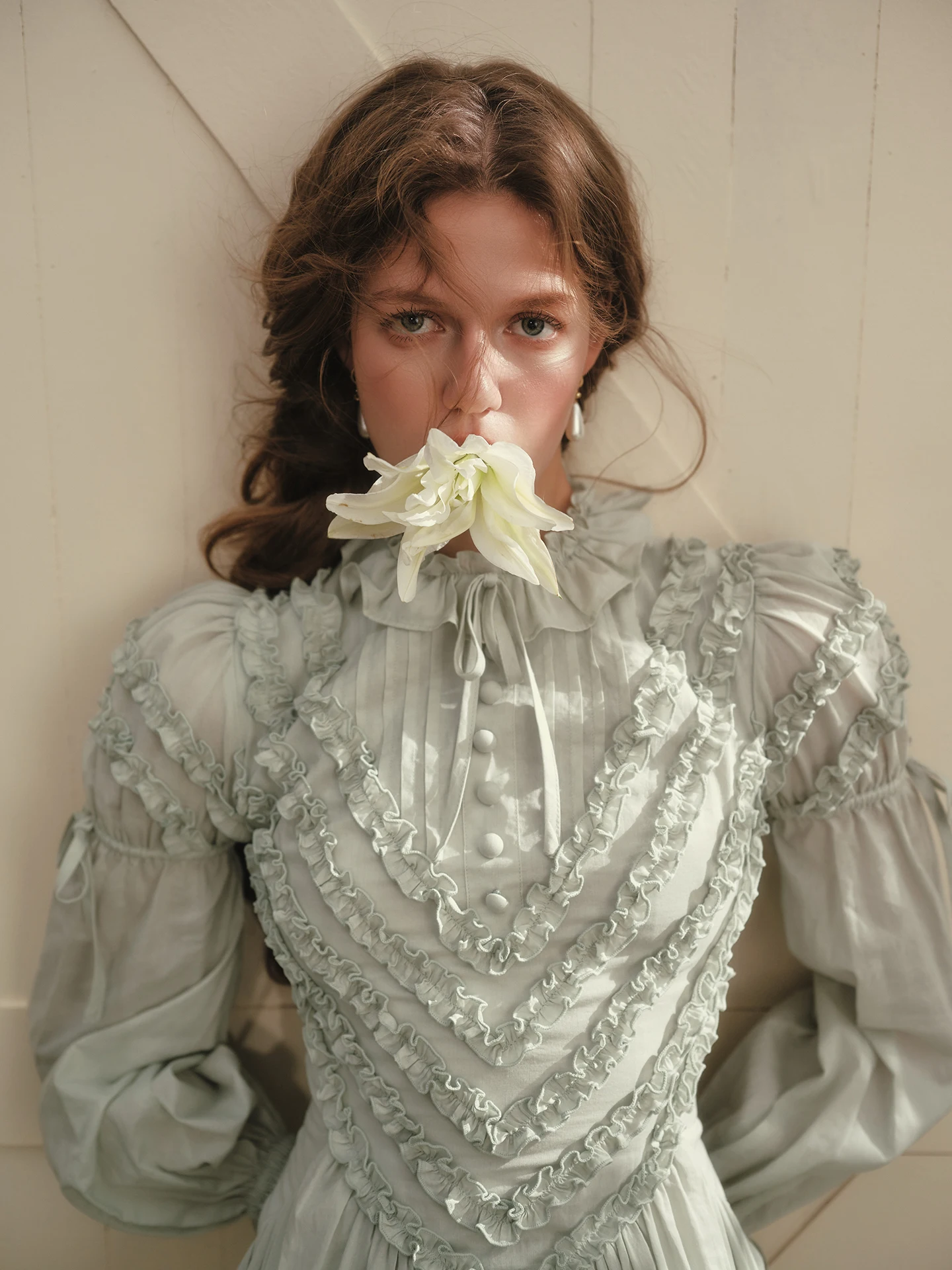 TIYIHAILEY Jesienna Sukienka Damska Długa Maxi z Bufiastymi Rękawami XS-XL Vintage z Wysokim Stanem 100% Bawełna Sznurowana Nowość 2025