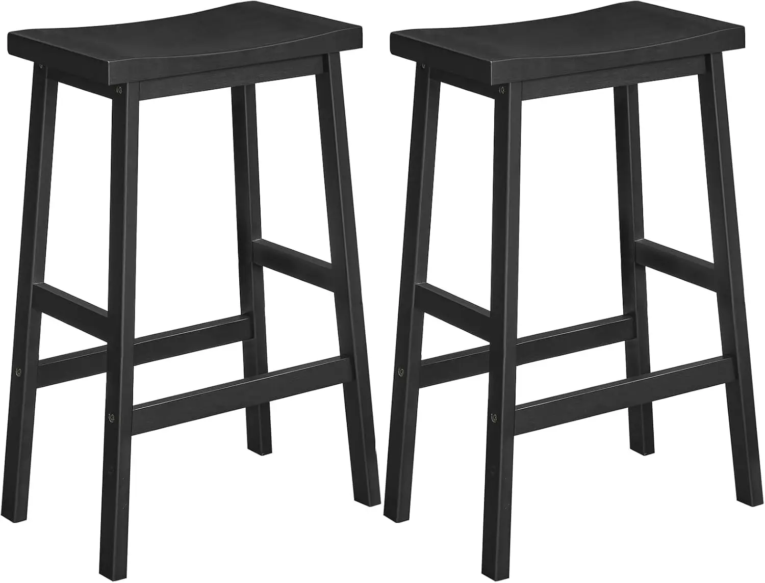 

Set of 2 Bamboo Bar Stools, 26 Inch Kitchen Counter Chairs with Footrest, Industrial Style Black