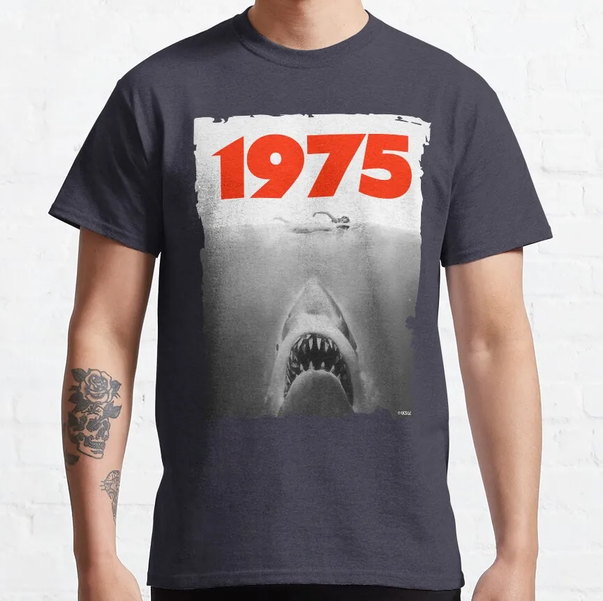 Jaws 1975 Fan Art Classic T-Shirt Custom Aldult Teen Unisex Digital Printing Tee Shirts Funny Art Streetwear Cartoon Tee Xs-5Xl