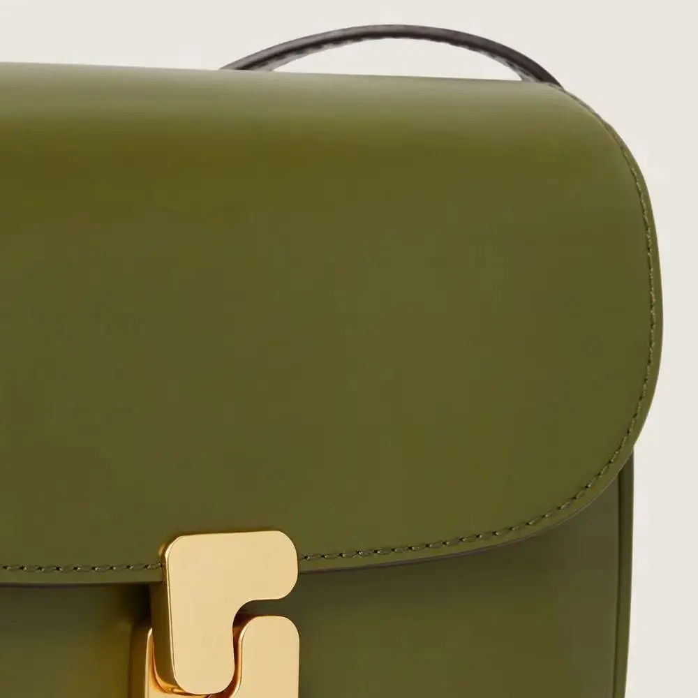 Women's Leather Mini Square Bag: Soft, Durable, Compact, Button Closure, Shoulder or Crossbody Bag view 6