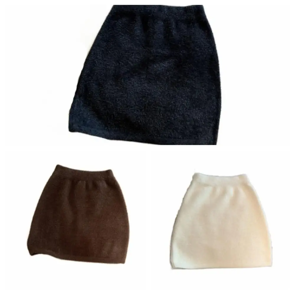Solid Color Imitation Mink Fleece Skirt Spicy Girl Style Retro Short Mini Skirts Autumn Winter Ins High Waist A-line Skirt Lady