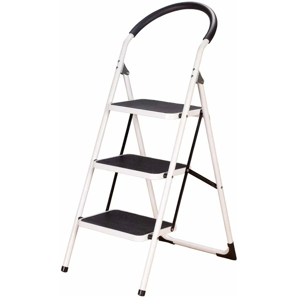 

3 Step Ladder Stool Combo with Handgrip, Anti-Slip Folding Step Stool, Extra Wide Pedal Step Sturdy Household Ladder,