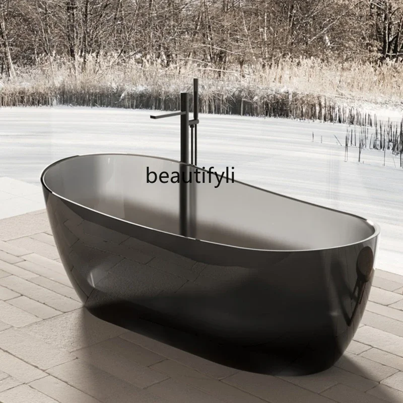 

Independent resin color bathtub household integrated transparent hotel double bathtub custom53