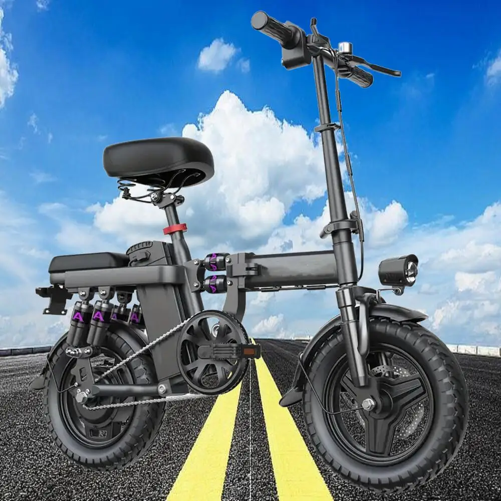 

Powerful 500W Foldable Electric Motorcycles Bike 14-Inch Thick Tires, 48V Removable Battery, Top Speed 19mph, 30-Mile Range