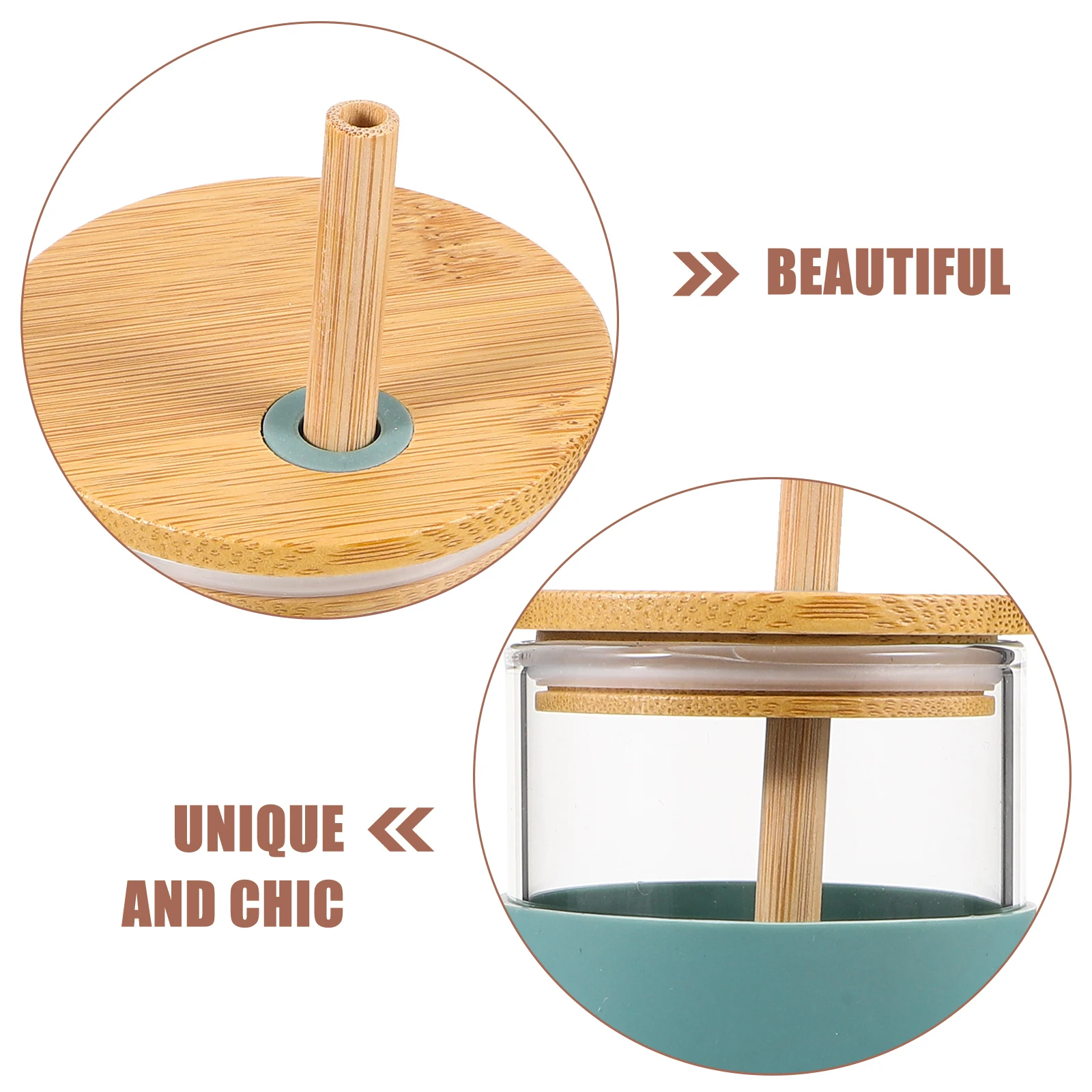 

Sleek Modern Silicone Sleeve Bamboo Lid Leakproof Portable Water Bottle Coffee Juice Tea Outdoor Travel Large Straw Glass
