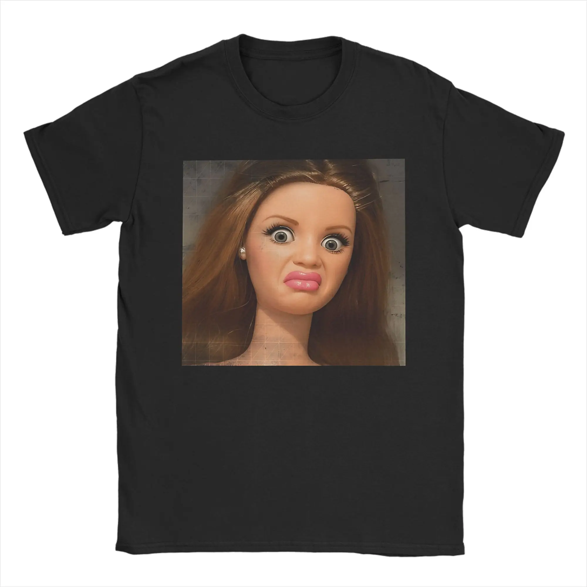 Men Women's Disgusted Doll Meme Face T Shirt  100% Cotton Clothing Crazy Short Sleeve Crew Neck Tees Gift T-Shirts