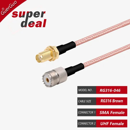 Imagen 2 del producto PL259 UHF macho SO239 UHF hembra a SMA macho enchufe SMA hembra conector RF Coaxial RG316 Cable puente antena enrutador pigtail