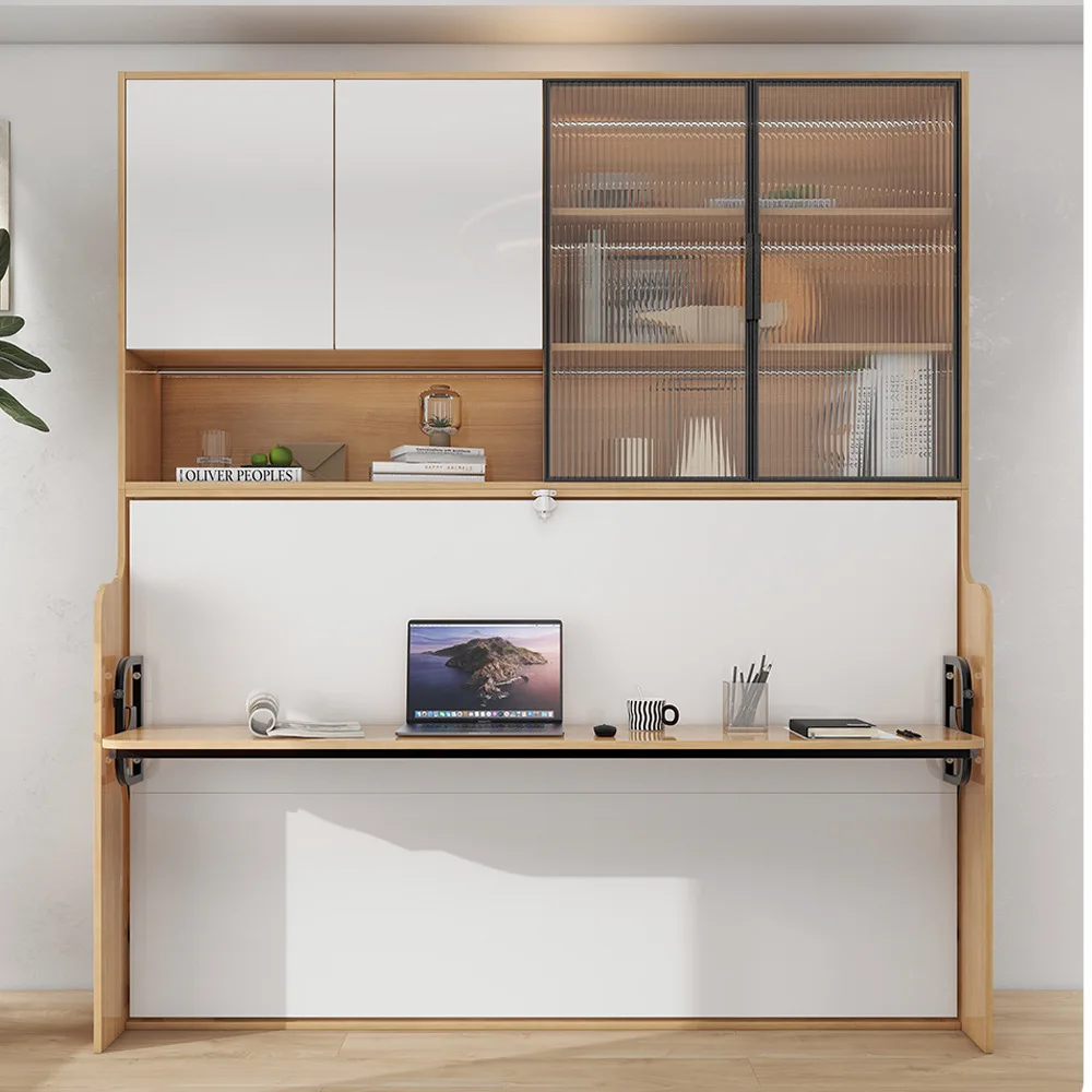 Folding rollover desk bed hidden storage wall bed multi-function