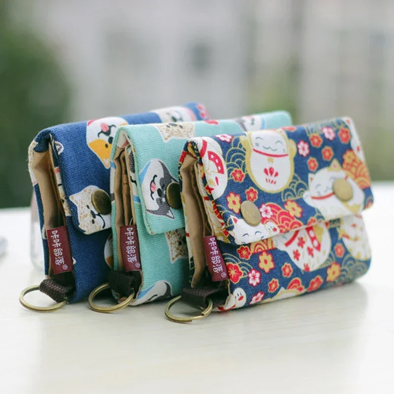 

Canvas Cartoon Totoro Cat Printed Dog Women Fold Short Wallet Organizer Cute Mini Money Key Bag Coin Pocket Purse for Children