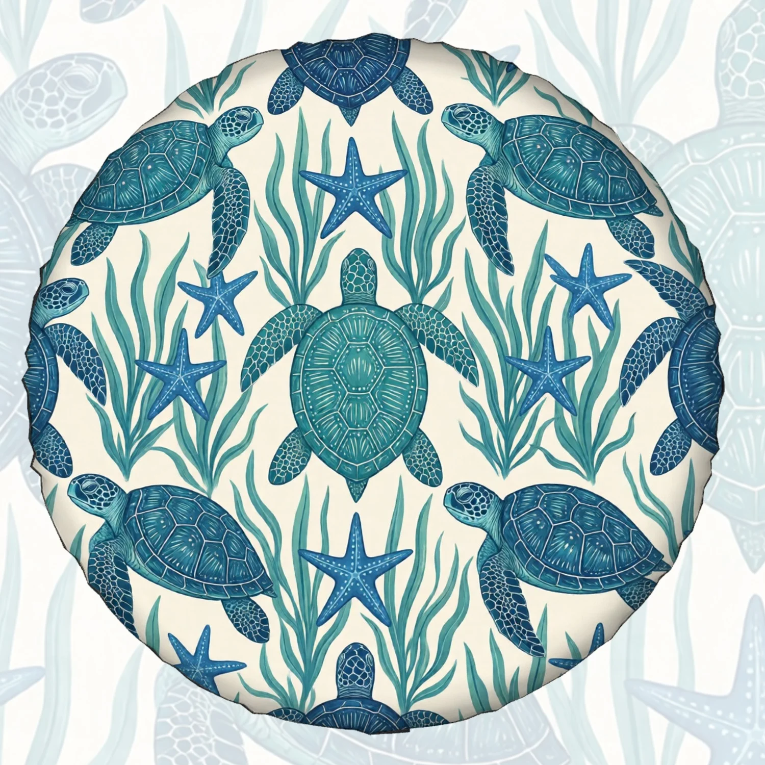 1pc Spare Tire Cover Decorative Sea Turtles Repeating Pattern Weatherproof Dustproof Wheel Protectors Universal Wheel Covers Fit