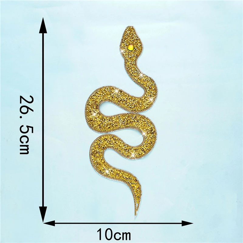 1Pcs Rhinestones Snake Embroidered Patch Iron on Sewing Crystal Applique For Jeans Clothing Decorations