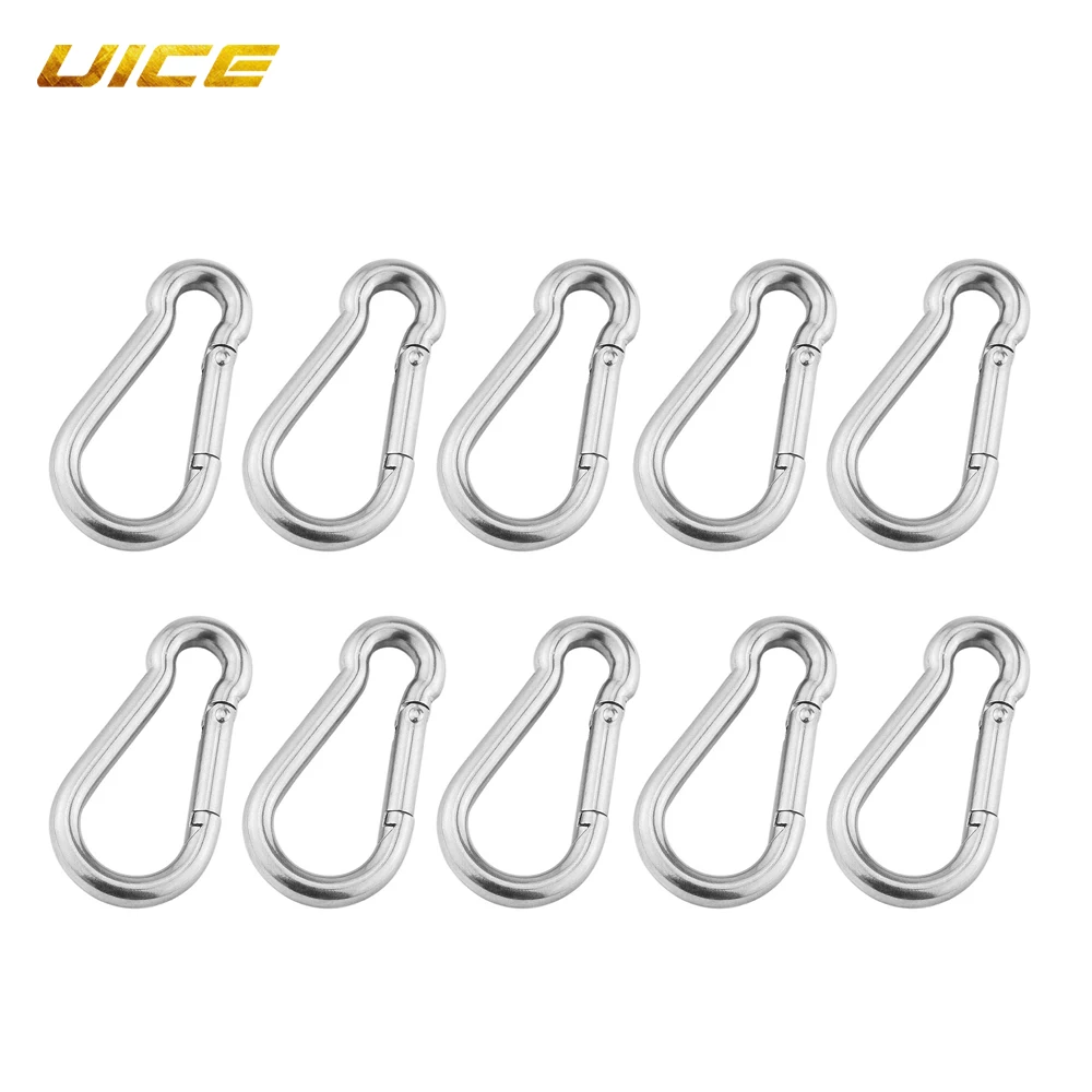 

10pcs M6 Multifunctional Stainless Steel Carabiner With Clip Large Durable Climbing Hook Buckle Key Ring Bike