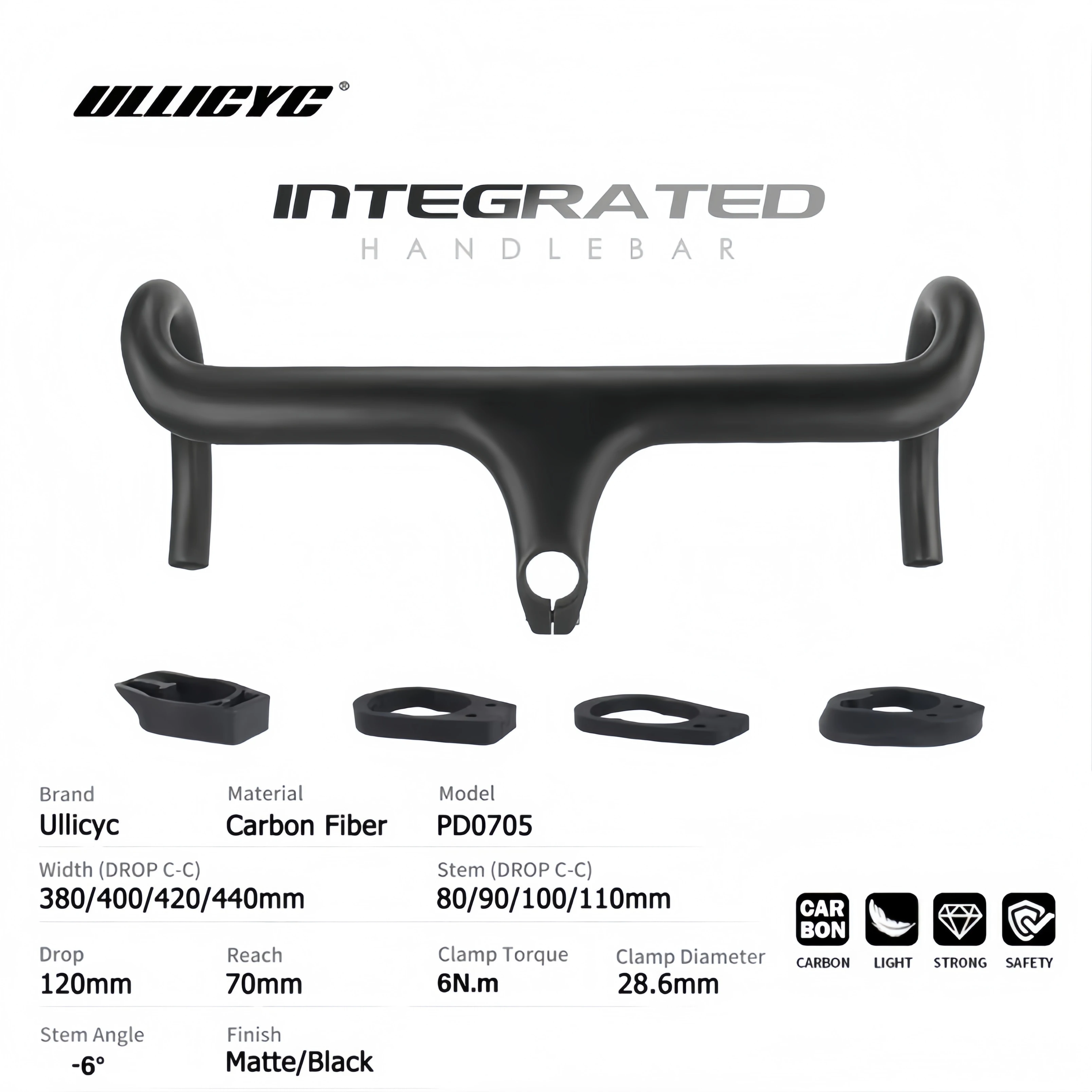 

No Logo JAVA Full Carbon Fiber Decaf Ariete With Spacers Carbon Fiber Full Internal Cable Routing Integrated Handlebar 28.6mm