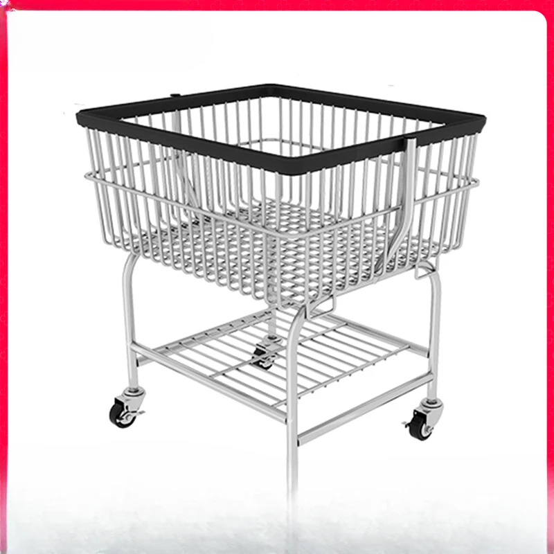 

Metal dirty clothes basket Mesh basket with wheels mobile hanger net celebrity room clothing store