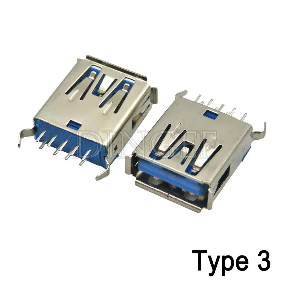 5PCS USB 3.0 USB-3.0-AF AM Type Port Male Female Solder Jacks Connector PCB Socket For USB Interface Port 90/180 degrees