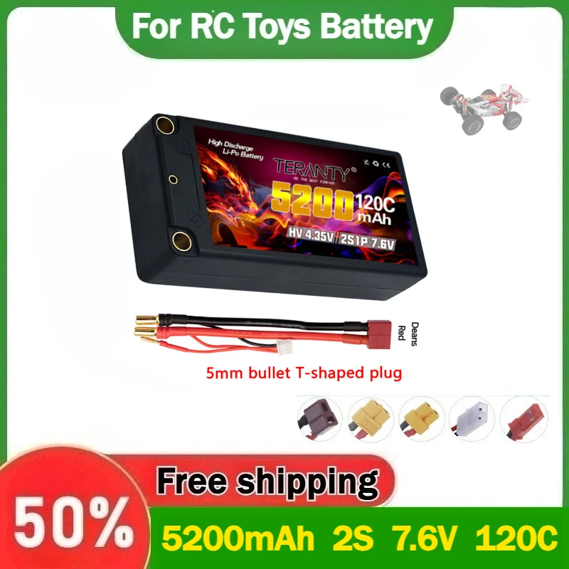 

New TERANTY 5200mAh 2S 7.6V 120C for 1/12 Drift Big Foot Remote Control Racing Model Car Tank Toy Hard Shell Lipo Battery HV