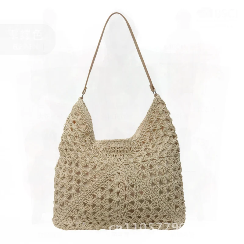 Women's Large Capacity Straw Woven Shoulder Tote Bag 2024 Summer Seaside Vacation Urban Minimalist All-match Commuting Bag