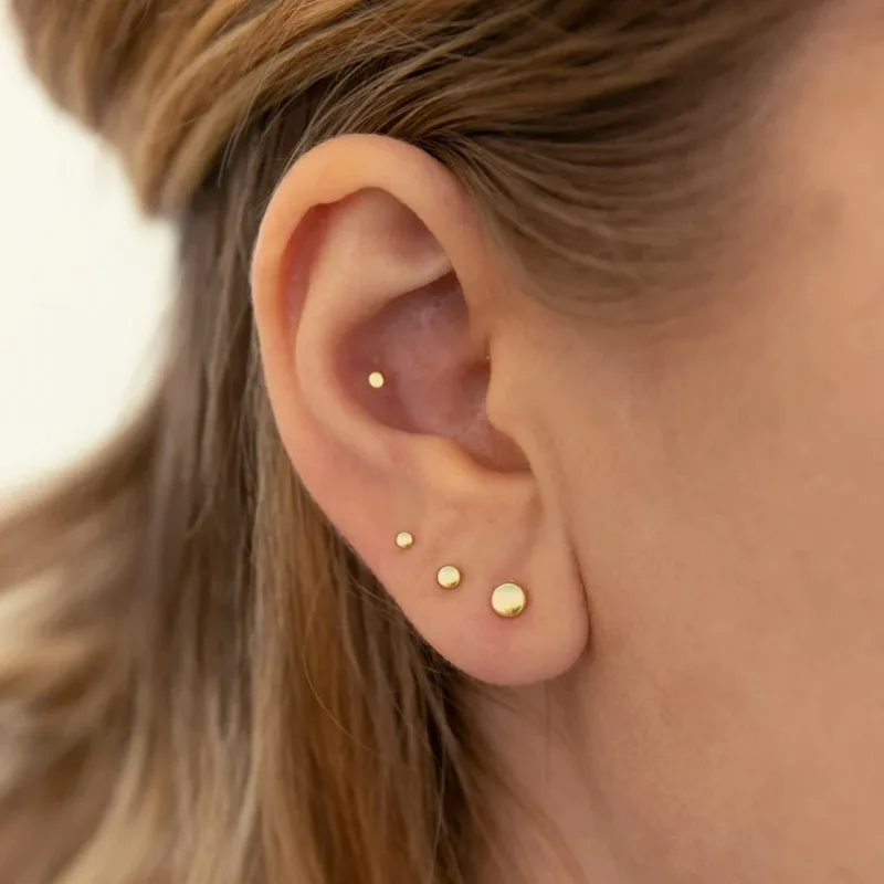 Smooth Simple Flat Head Round Earrings Basic Sex Nourishing Ear Piercing Sleep Without Removing Earrings