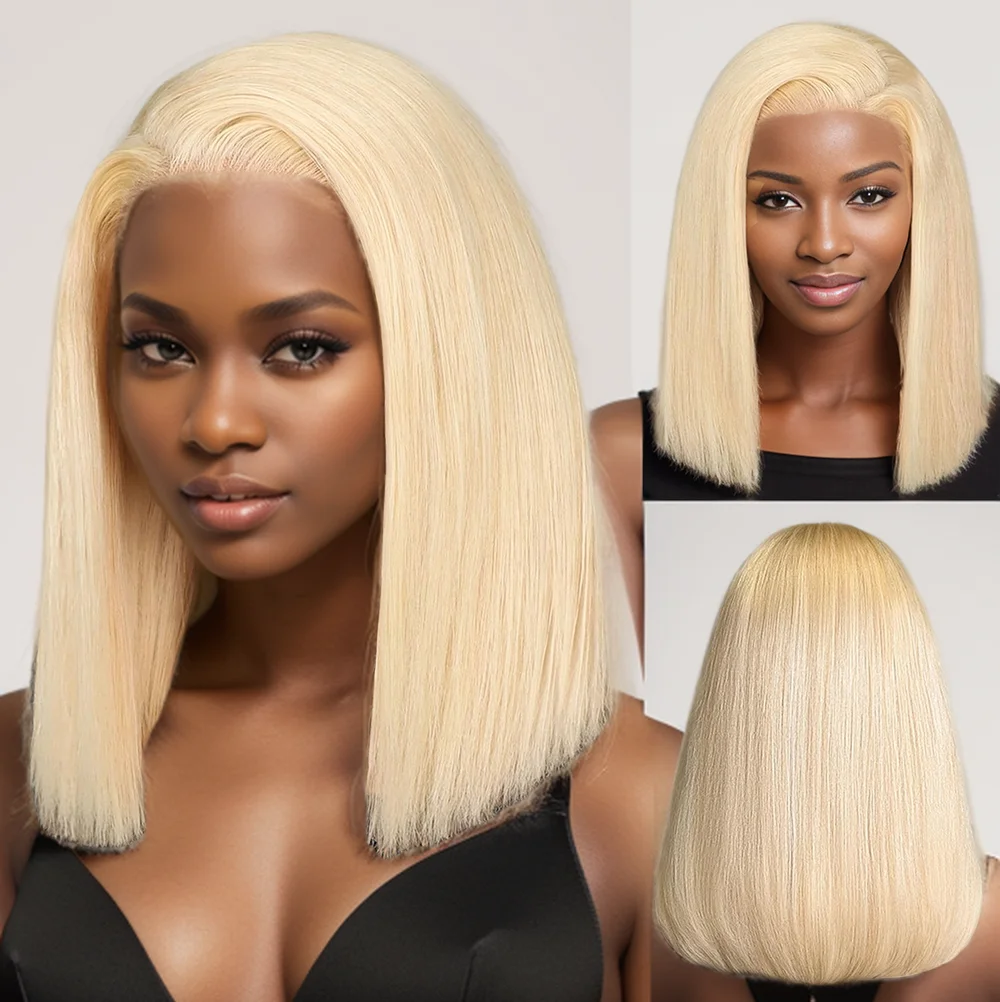 13x4 13x6 5×5 613 Blonde Bob Hair Wig Human Hair Lace Frontal Wig Brazilian Straight Bob Wig Lace Front Human Hair Wig for Women