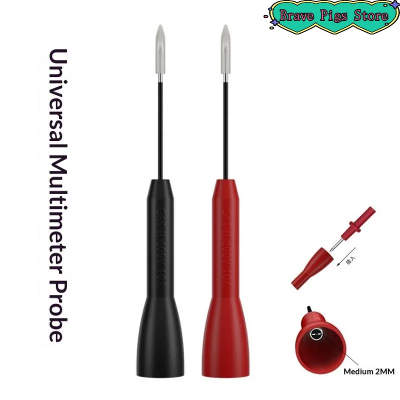 [HM]2mm Test Lead Extension Cover Non Destructive Multimeter Probe Testing Needle For Test Lead Stainless Steel Pin[HM]