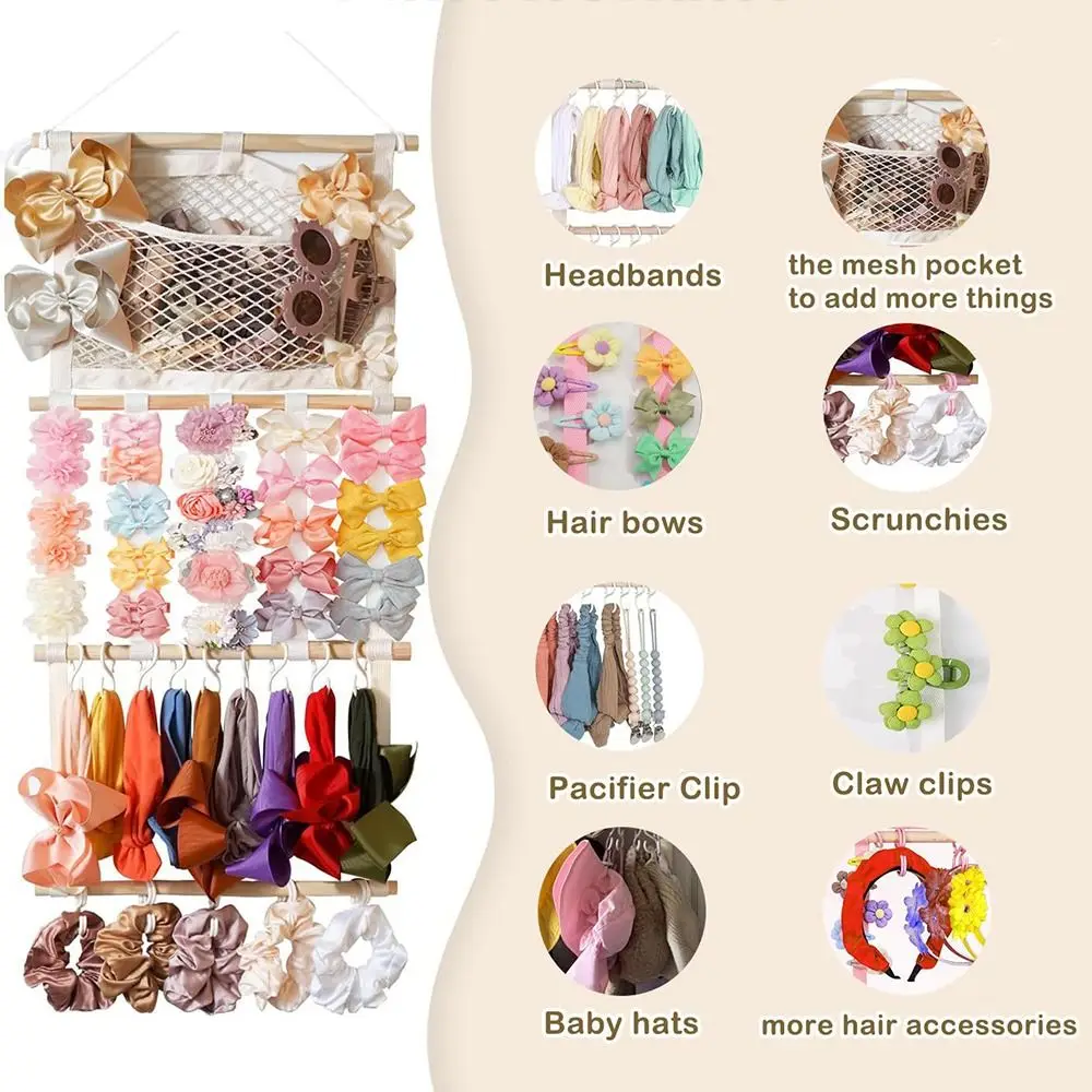 1 مجموعة سعة كبيرة عقال الشعر تخزين الرف الفضاء إنقاذ هوك حتى عقال حامل عرض خشبي الديكور #2