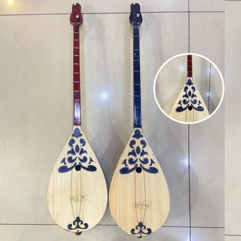 80CM Dombra 2 String Kazakh Ethnic Musical Instruments Children Beginner Playing Dombra Traditional Handmade Plucking Instrument