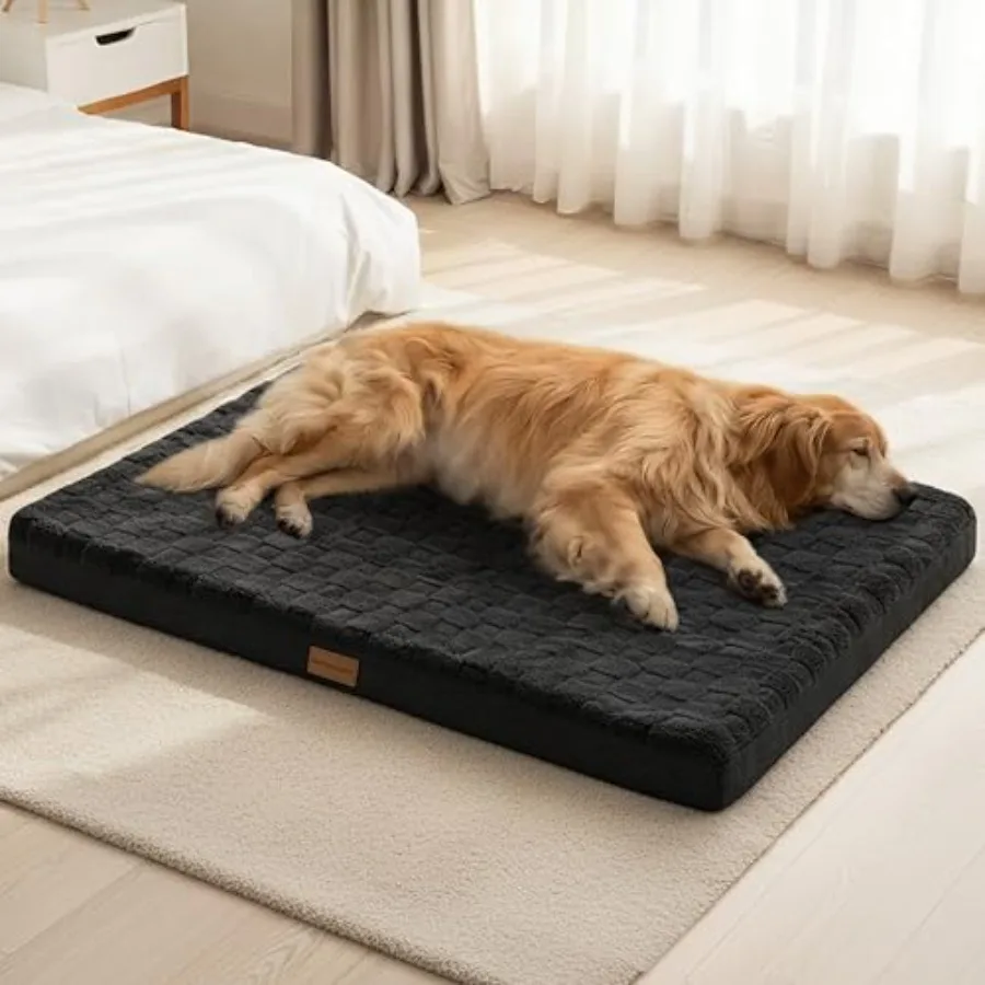 

Ортопедическая лежанка XL для собак крупных пород 48''x30'', водонепроницаемая, мягкая, удобная, с пеной Egg Crate, большой коврик для питомцев в клетку, со съемным чехлом