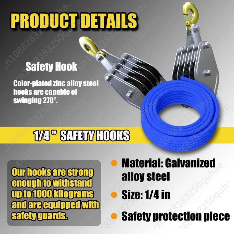 Rope labor saving, nylon wheel plus bearing, lifting pulley block, pulley device, roller type