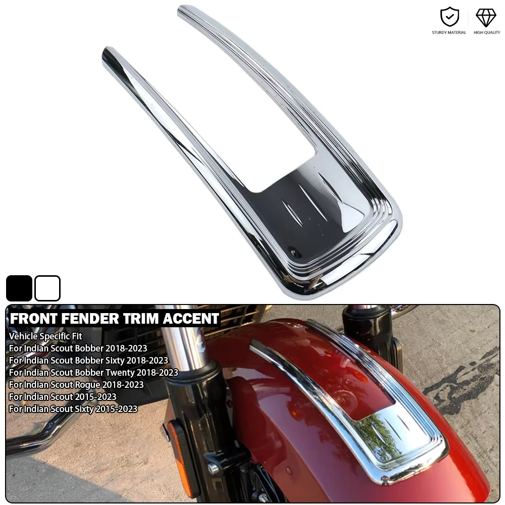 Nakładka Ozdobna na Przedni Błotnik, Osłona Przeciwbłotna, Naklejka - Czarna/Chromowana Pasuje do Indian Scout Sixty Bobber Twenty Rogue 2015-2024