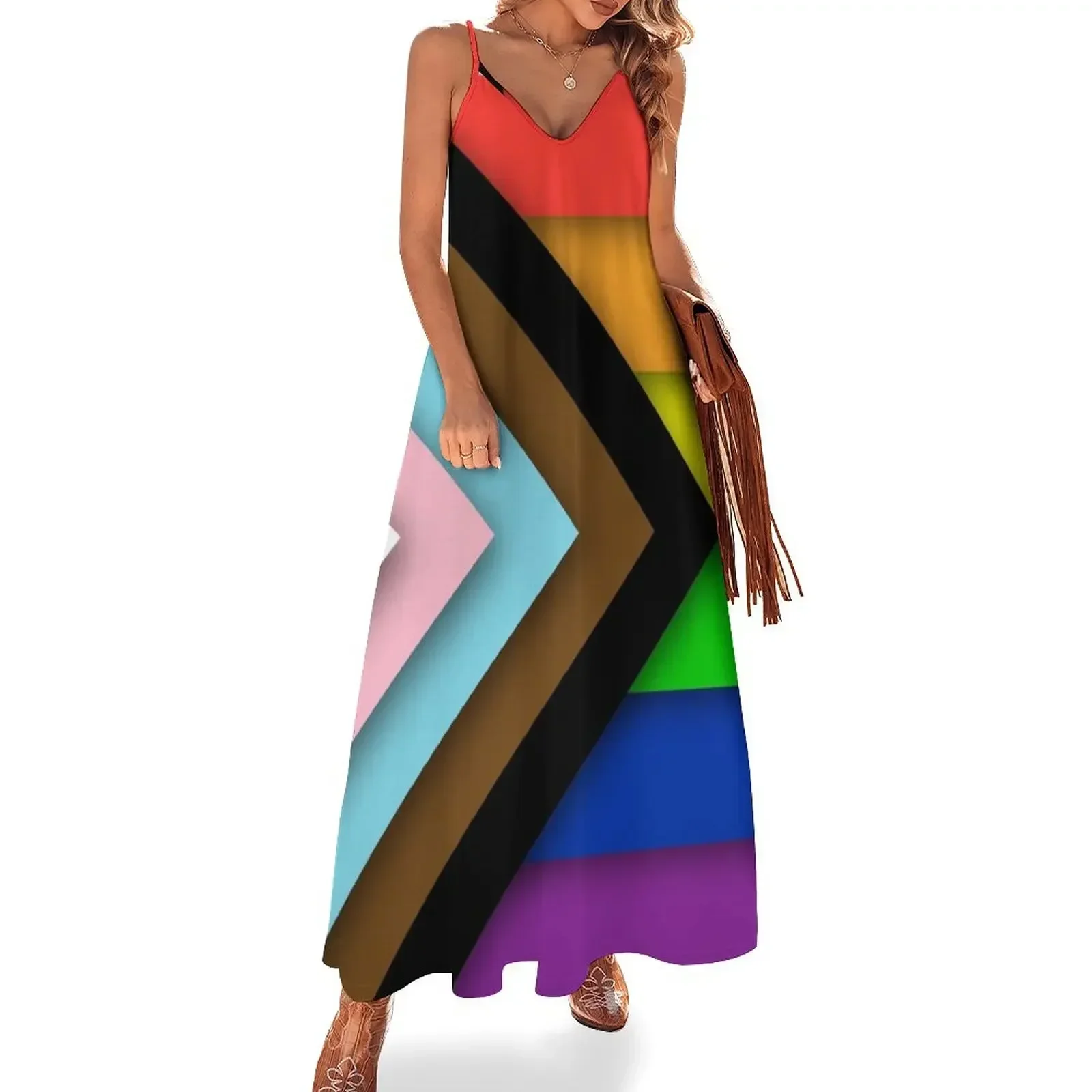 

Progress Pride Flag Sleeveless Dress luxury evening dresses 2025 beach dress women's dresses luxury evening dress women