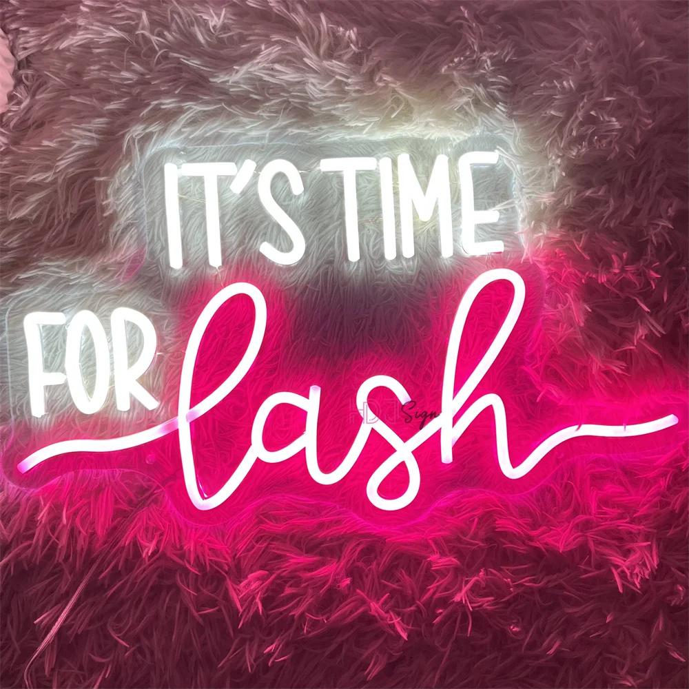 It\'s Time for Lash Beauty LED Neon Sign Lights Lash Room Decoration Wall Art Neon Light Beauty Salon Decor Business Signboard