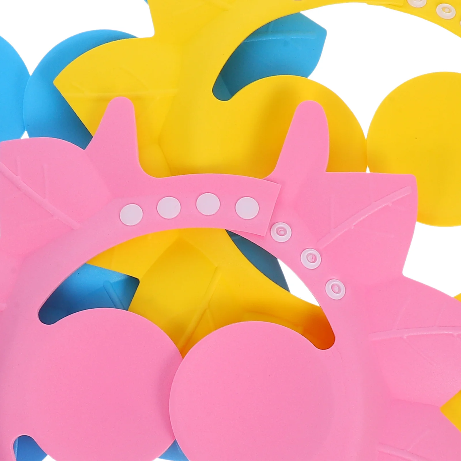 3 قطع من قبعة استحمام الطفل بتصميم أوراق شجر لحماية الأذن، درع شعر للأطفال الصغار، قبعة شامبو للأطفال باللون الأزرق والوردي والأصفر