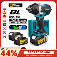Gisam 1800N.M Torque Brushless Electric Impact Wrench 1/2 inch Cordless Wrench Screwdriver Power Tool For Makita 18V Battery Pin