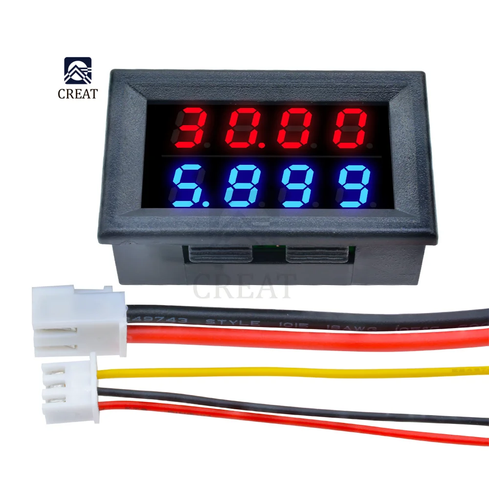 High Precision Dual LED Digital Display Voltmeter Ammeter 4 Bit Red/Blue Red/Red Voltage Current Meter DC 4-28V 10A