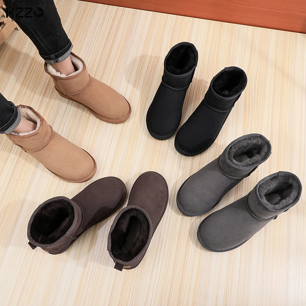 Men's Genuine Sheepskin Winter Boots Winter Warm Shoes With Fur Thermal Snow Waterproof Non-Slip Extreme Warm -38°C Black