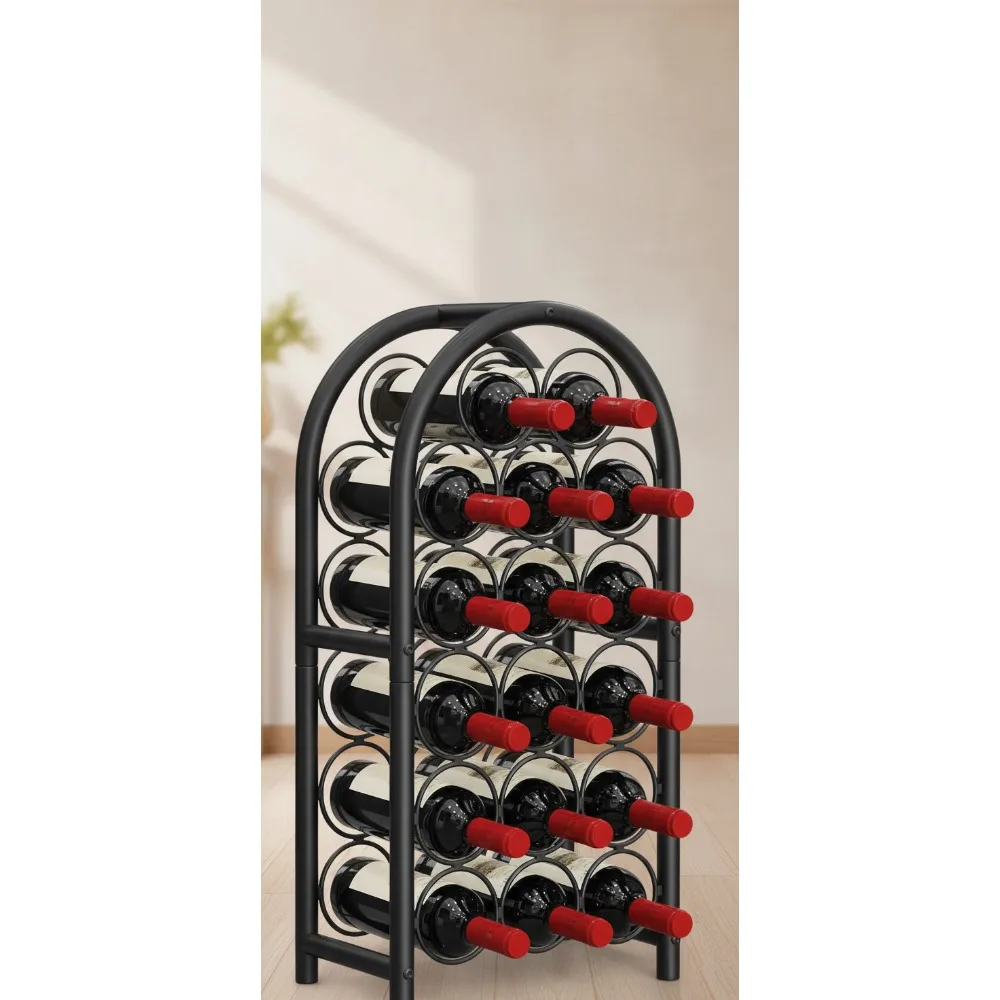 

Отдельно стоящая металлическая полка для вина, напольная подставка, органайзер для хранения, 23 бутылки, черный домашний бар