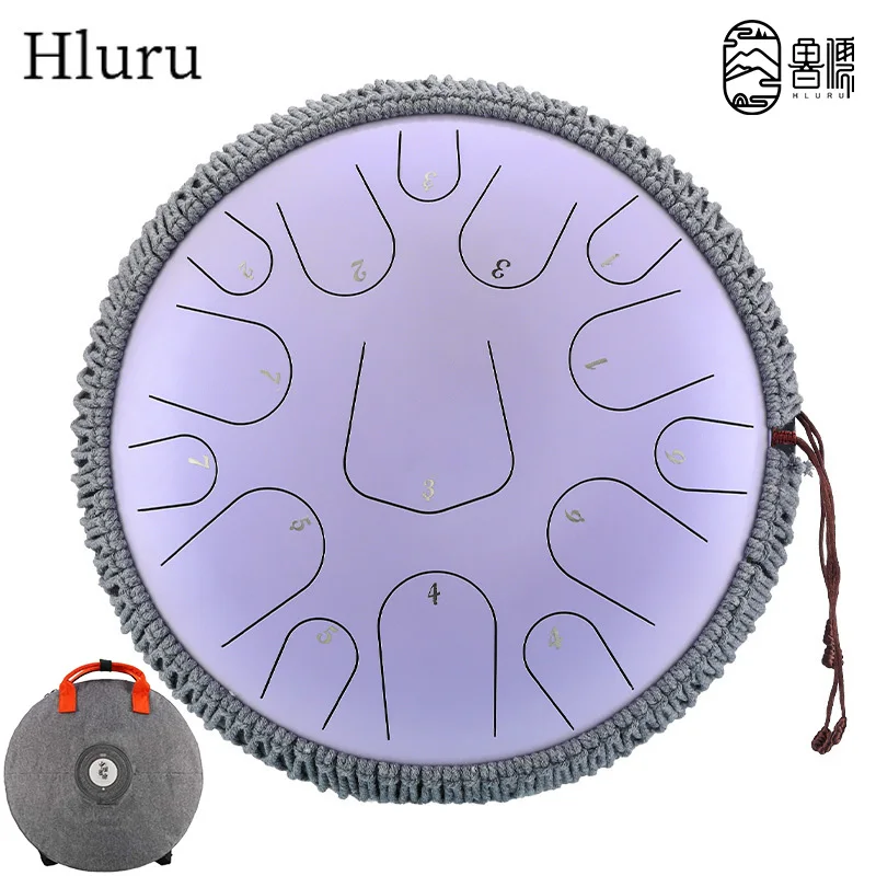 

HLURU Music Drum 14 Inch 15 Notes Glucophone Steel Tongue Drum 12 Inch 13 Notes Ethereal Drum Percussion Musical Instruments