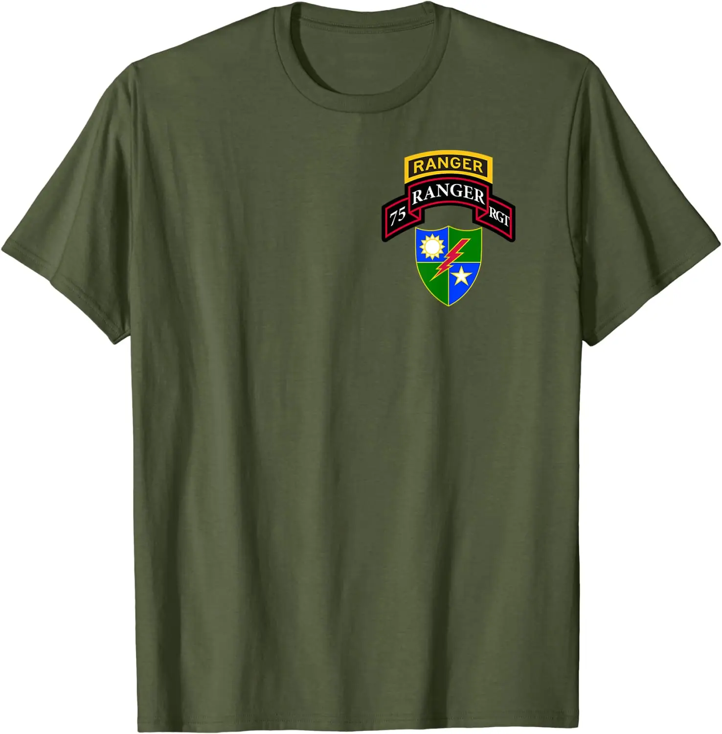 Army Ranger Shirt- 75th Ranger Men\'s 100% Cotton Casual T-shirts Loose Top Size S-3XL