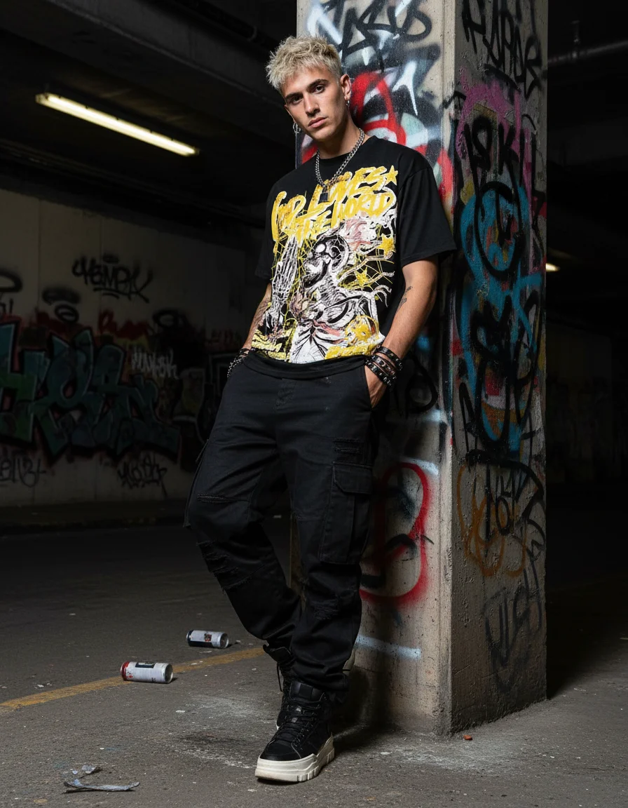 

Мужская футболка с графическим принтом, уличная одежда, стиль, большие размеры, с коротким рукавом, повседневная городская мода, повседневная одежда, острый наряд, универсальный топ