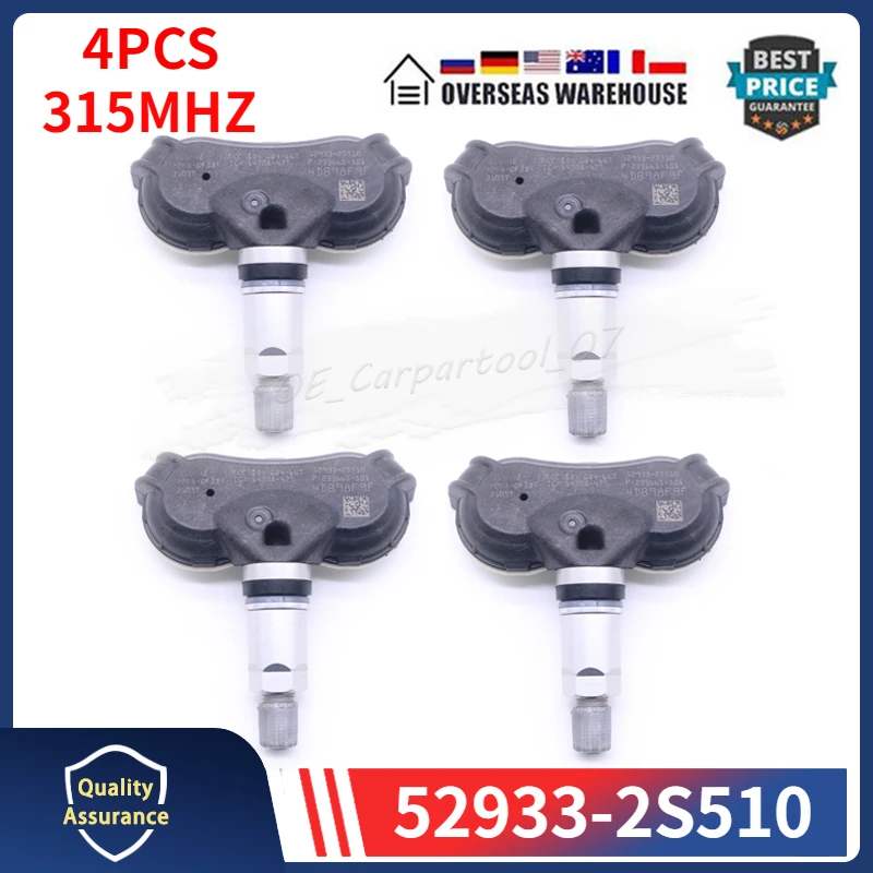 

315MHZ TPMS 52933-2S510 Car Tire Pressure Monitoring Sensor 4PCS For 2014-2015 Hyundai Tucson 2014-2016 Kia Sportage 529332S510U