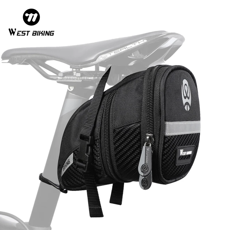 

WEST BIKING 3D Reflective Bicycle Saddle Rear Bag Can Install Taillight Expandable Cycling MTB Bike Accessories Seatpost Bags